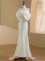 Ivory Satin Off the Shoulder Bow Wedding Dress
