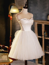 Ivory Tulle and Satin Short Party Dress, Ivory Homecoming Dress Graduation Dress