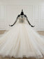 Ivory White Ball Gown Tulle Halter Backless Beading Pearls Wedding Dress
