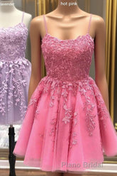 Lace Applique A-line Homecoming Dresses Short Formal Prom Dresses,Semi Prom Dresses