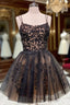 Lace Tulle Short/Mini A-line Bateau Homecoming Dresses With Beading