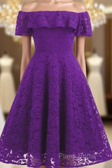 Lace WomenS Off-The-Shoulder Sleeveless Lace Homecoming Dresses