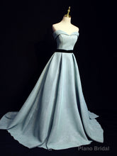 Light Blue A line Long Prom  Dress, Blue  Formal Evening Dresses