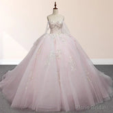 Light Pink Ball Gown Appliqued Quinceaera Dresses