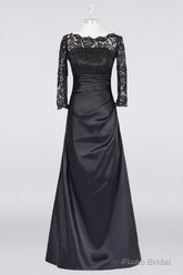 Long Black A Line Mother Of The Bride Dress