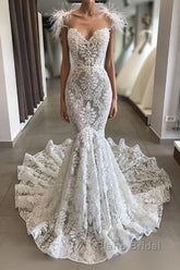 Long Mermaid Sweetheart Beading Appliques Lace Wedding Dress