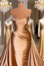 Long One Shoulder Formal Prom Dresses Beaded Mermaid Pageants Gowns With Court Train