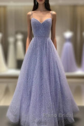 Long Sequin Lavender Sweetheart Beading Formal Prom Dresses