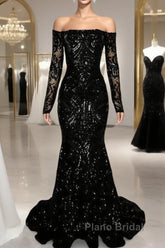 Long Sleeve Mermaid Sequin Pattern Dresses