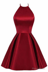 Lovely Halter Short Prom Dress, Homecoming Dresses , Satin Formal Dress