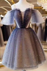 Lovely Tulle Offshoulder Short Formal Prom Dresses, Lace Up Homecoming Dresses