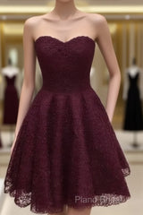 Maroon Homecoming Dresses, Lace Short Formal Prom Dresses, Party Dresses, Formal Prom Dresses