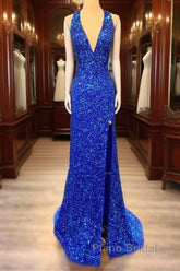 Mermaid Halter Sequin Split Dresses