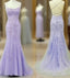 Mermaid Lavender Long Formal Prom Dresses With Lace Up Back