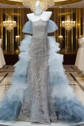 Mermaid Off-The-Shoulder Tulle Sequin Long Ball Gown, Elegant Rhinestone Formal Gown