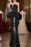 Mermaid Sweetheart Long Black Sequin Formal Prom Dresses