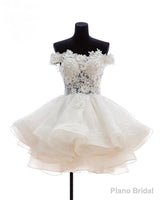 Mini Tulle Lace Short Prom Dress, Lace Cute Homecoming Dress