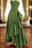 Modest Ball Gown Sweetheart Green Satin Long Evening Dresses Party Dresses Formal Dresses Formal Prom Dresses