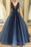 Navy Ball Gown Wedding Dresses Formal Prom Gown