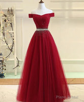 Off Shoulder Long Formal Dress, Beaded Party Dresses