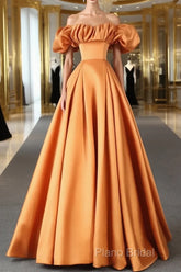 Off Shoulder Satin Sweetheart Lace-Up Party Dresses, Satin Simple Formal Dresses Formal Prom Dresses