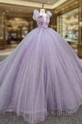 Off-The-Shoulder Deep V Neck Long Wedding Dresses With Applique