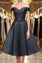 Off the Shoulder Short Black Formal Prom Dresses, Off Shoulder Short Black Formal Graduation Dresses