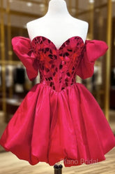 Off The Shoulder Short Red Formal Prom Dresses, Short Red Formal Graduation Dresses