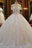 Off the shoulder Tulle Lace Appliques Sequined Wedding Dress