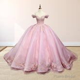 Pink Ball Gown Off the Shoulder Quinceanera Dresses