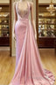 Pink Evening Dresses A-Line V-Neck Floor Length Sequins Long Turkey Dubai Saudi Arabic Evening Gown Formal Prom Dresses