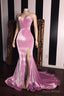 Pink Velvet Sweetheart Prom Dresses Elegant Side Slit Mermaid Long Evening Gowns