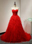 Princess Red Quinceanera Dresses Sweetheart Sweep Layered