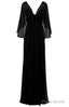 A Line Black V Neck Prom Dress