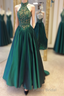 Green Halter Beading Lace A Line For Teens Elegant Backless Fashion 2024 Women Formal Prom Dresses