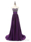 Purple Satin Beading Sweetheart Prom Dress