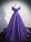 Purple Satin Off the Shoulder Prom Dress