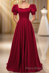 Red Puff Sleeve Formal Prom Dresses / Red Bridesmaid Dresses / Victorian Dresses