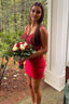 Red Spaghetti Straps Tight Homecoming Dress