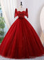 Red Tulle Beading Short Sleeve Quinceanera Dress