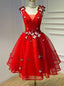Red V-neck Organza Homecoming Dress