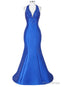 Royal Blue Prom Dress Formal Celebrity Dresses Red Carpet Dress New Arrival Halter Satin