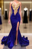 Royal Blue Formal Prom Dresses With Slit , Formal Dresses, Evening Dresses, Dance Dresses, Graduation Party Dresses