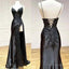 Sexy Spaghetti ShoulderStrap Prom Dresses Applique Side Split Party Evening gown
