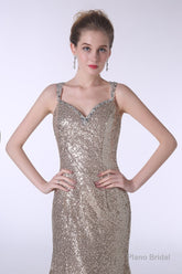 Sequins Mermaid Spaghetti Straps Sleeveless Prom Dresses