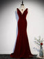Sexy Dark Burgundy Mermaid Velvet Prom Dress