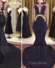 Sexy Mermaid Lace Black Gold Formal Prom Dresses
