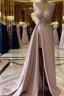 Sexy Robe De Soiree A-Line One-Shoulder Floor Length Beaded Slit Long Formal Prom Dresses Formal Prom Gown Formal Dresses