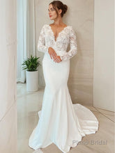 Sheath/Column V-neck Sweep Train Stretch Crepe Wedding Dresses