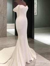 Sheath Off-the-Shoulder Short Sleeves Court Train Jersey Wedding Dress